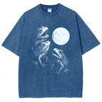 Frogs Howling To Moon Vintage Washed T-shirt