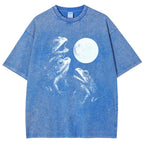 Frogs Howling To Moon Vintage Washed T-shirt