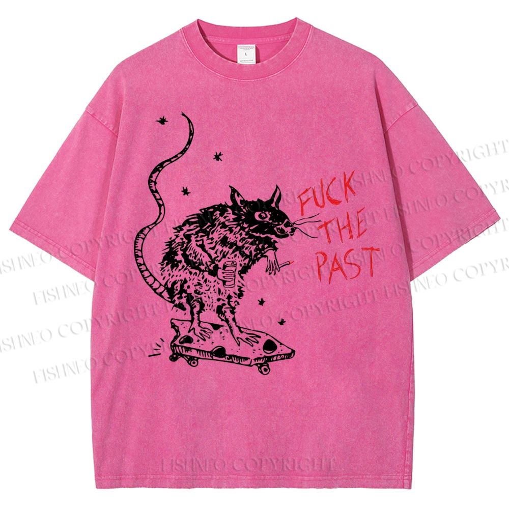 Unisex Fuck The Past Printed Washed Tee