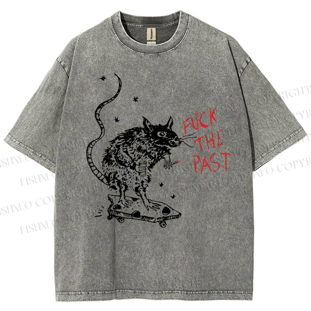 Unisex Fuck The Past Printed Washed Tee