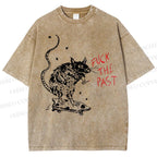 Unisex Fuck The Past Printed Washed Tee