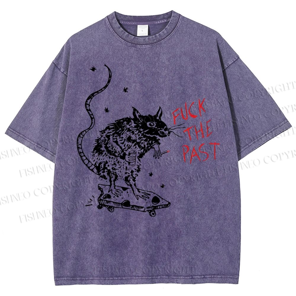 Unisex Fuck The Past Printed Washed Tee