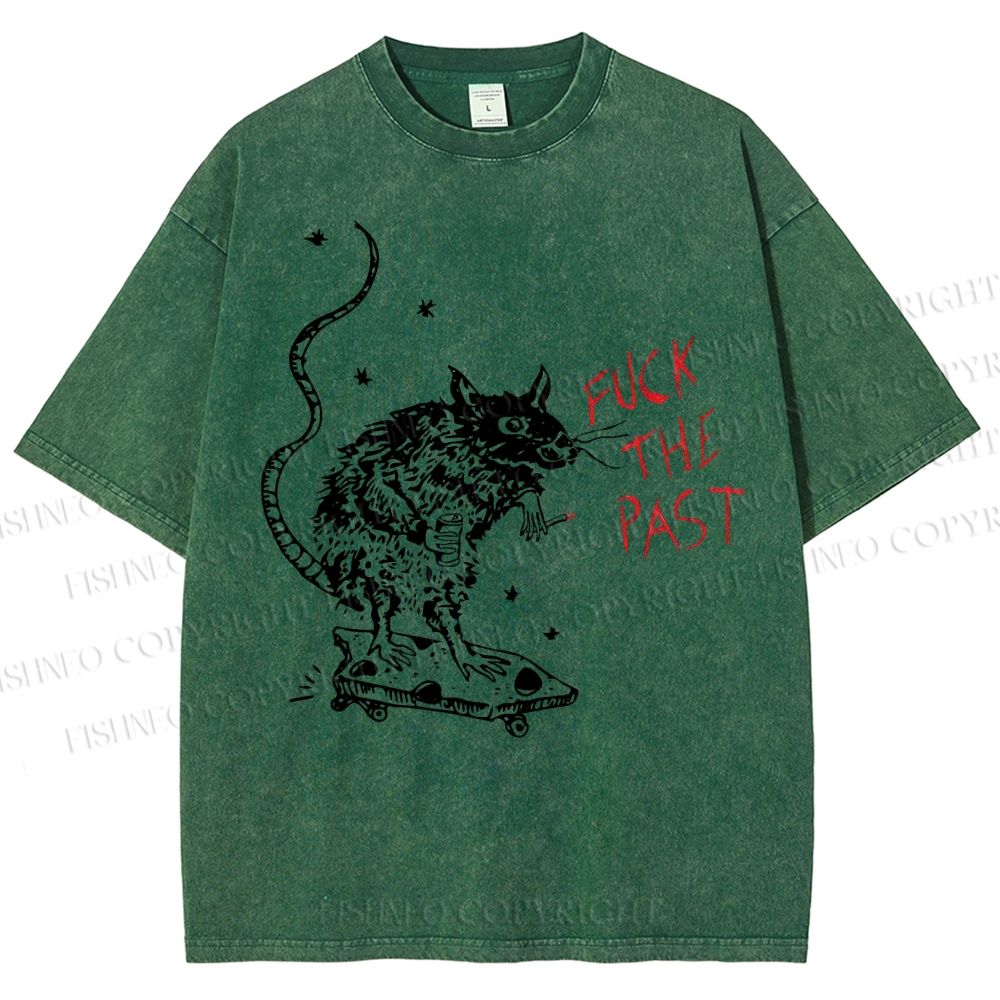 Unisex Fuck The Past Printed Washed Tee