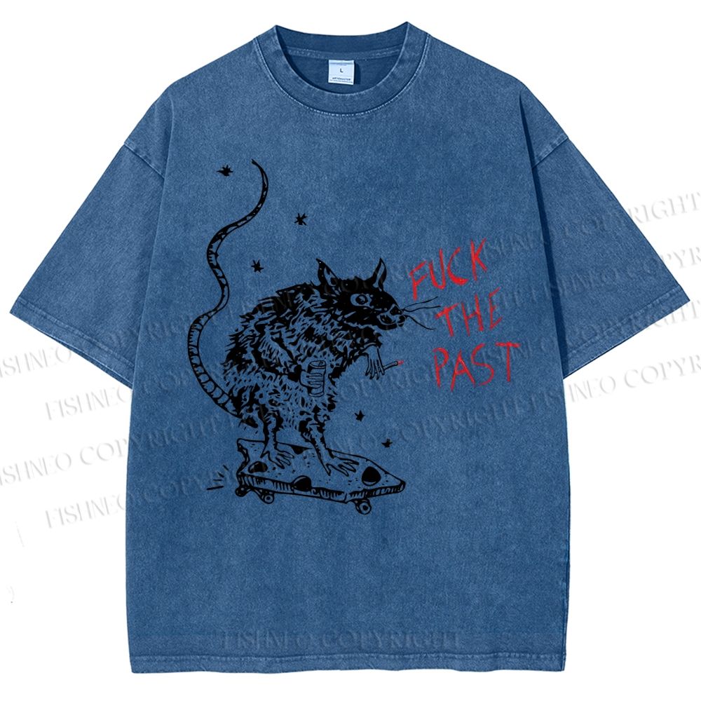 Unisex Fuck The Past Printed Washed Tee