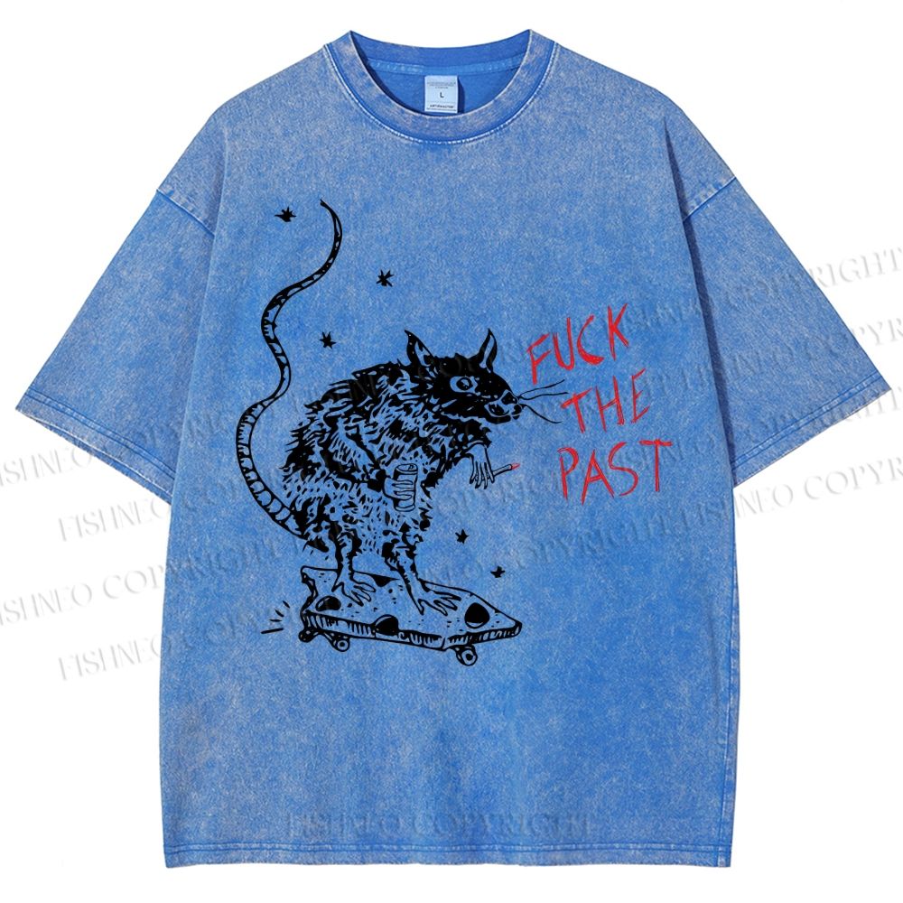 Unisex Fuck The Past Printed Washed Tee