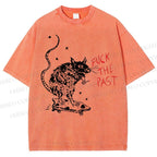 Unisex Fuck The Past Printed Washed Tee