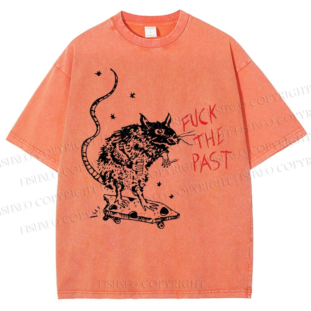 Unisex Fuck The Past Printed Washed Tee