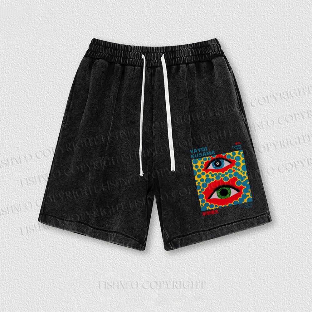 Japanese Yayoi Kusama Eye Washed Vintage Shorts