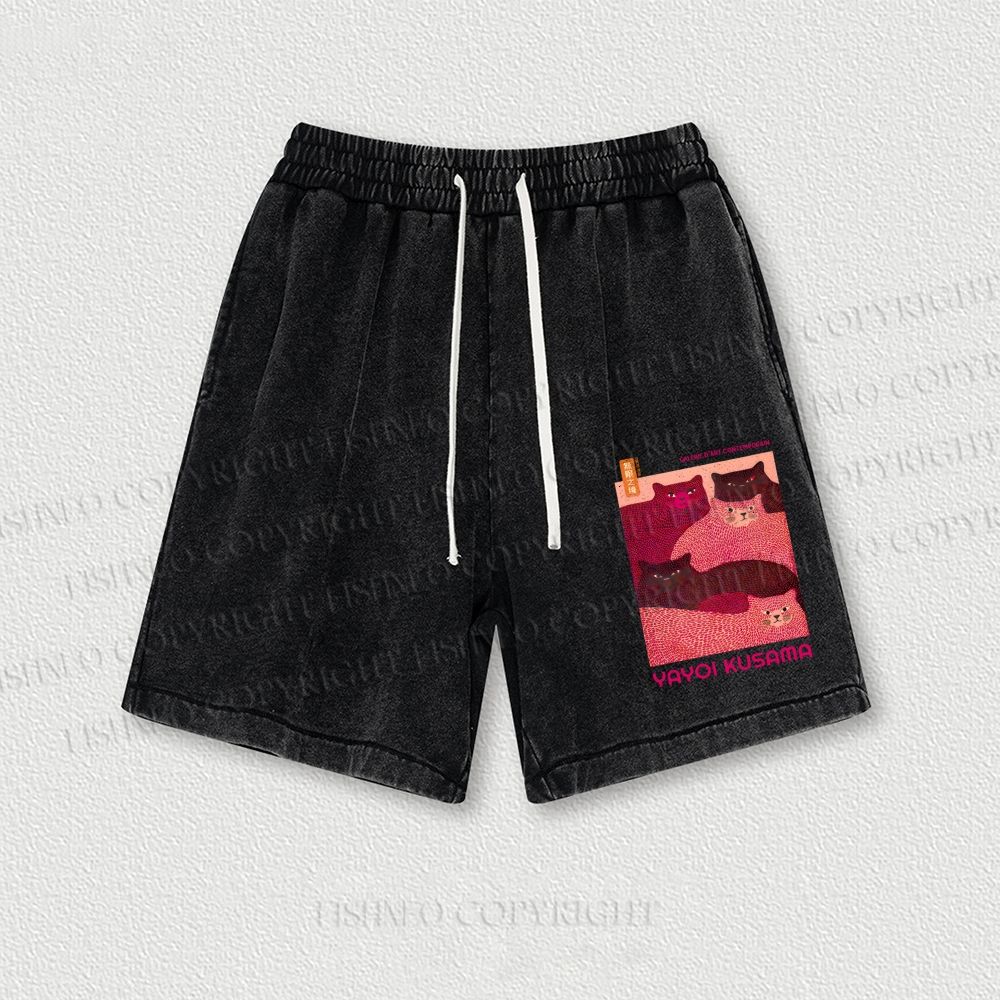 Pink Bears Yayoi Kusama Washed Vintage Shorts