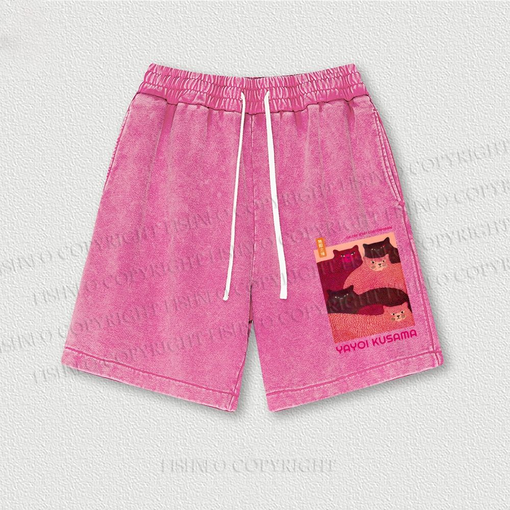 Pink Bears Yayoi Kusama Washed Vintage Shorts