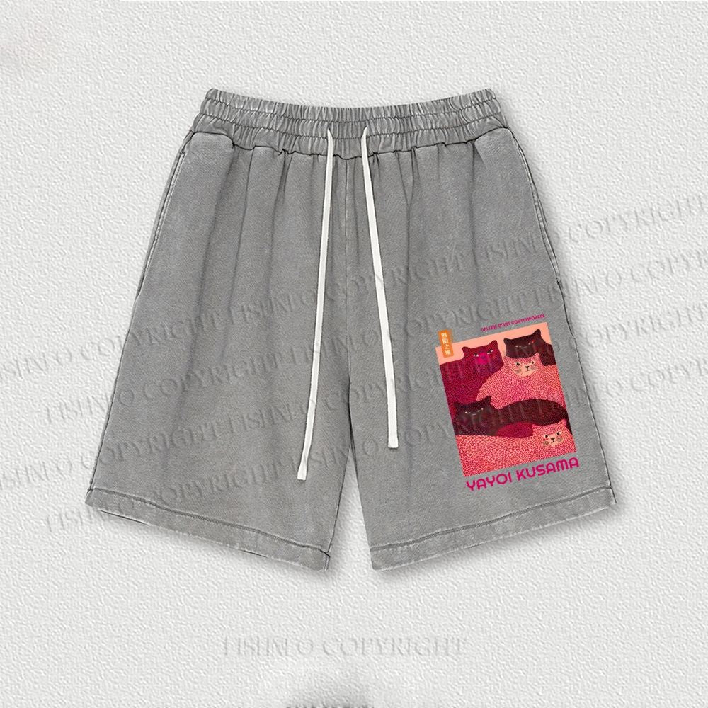 Pink Bears Yayoi Kusama Washed Vintage Shorts