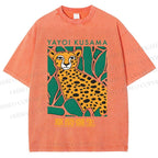 Unisex Yayoi Kusama Panther Printed Washed Tee