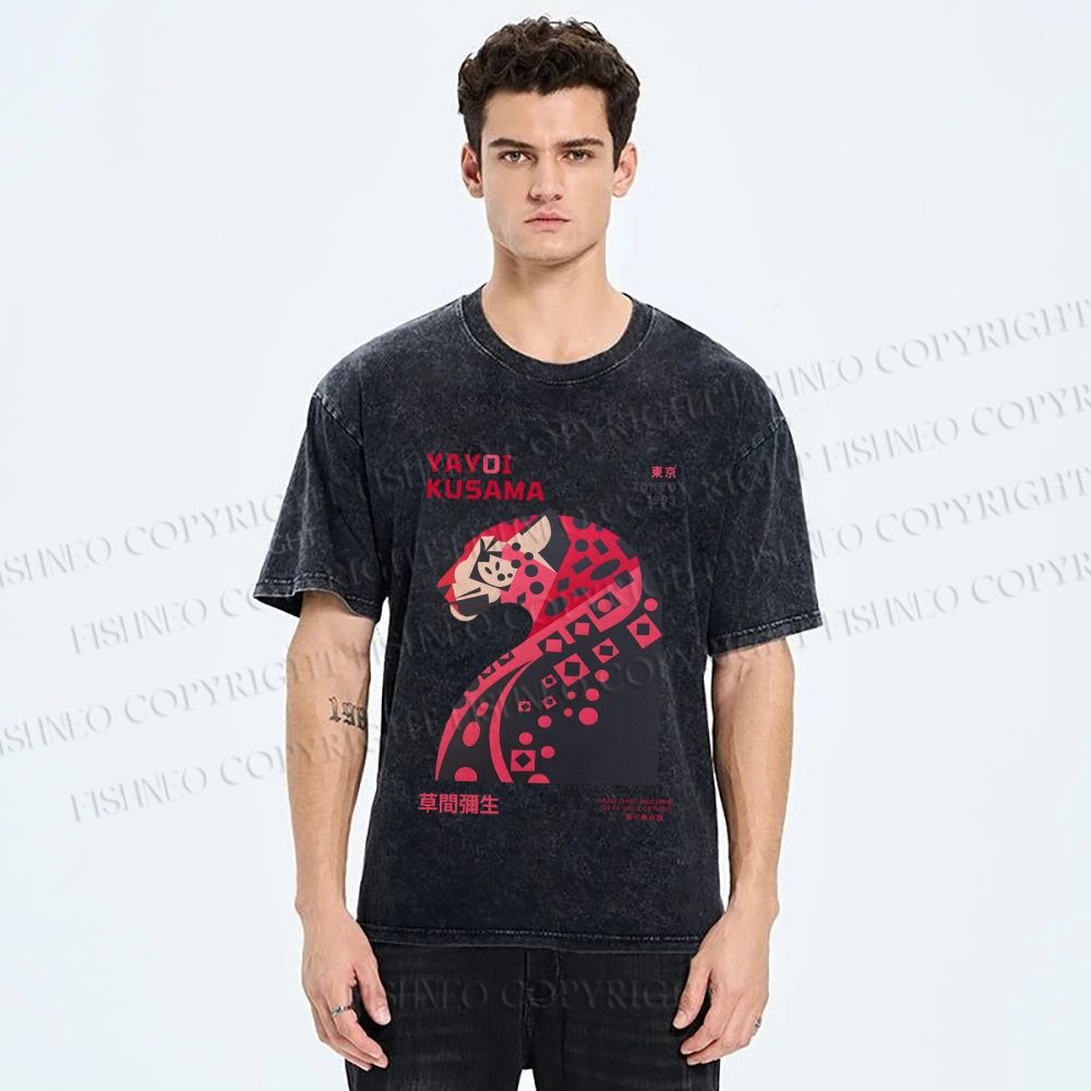 Unisex Pink Panther Yayoi Kusama Printed Washed Tee