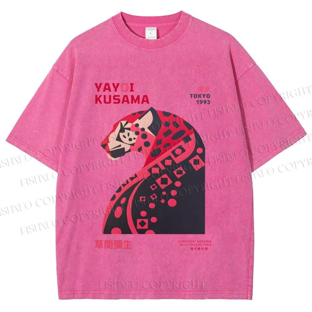 Unisex Pink Panther Yayoi Kusama Printed Washed Tee