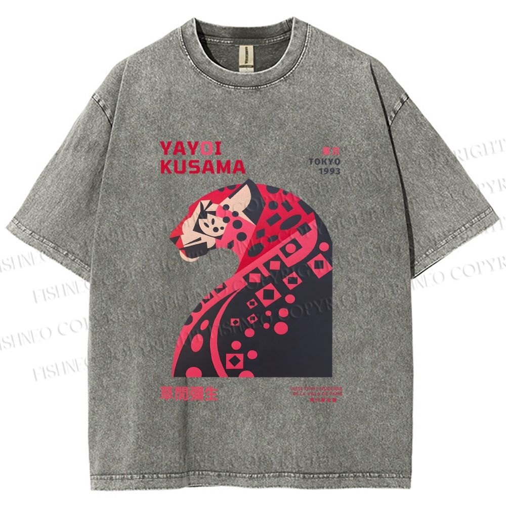 Unisex Pink Panther Yayoi Kusama Printed Washed Tee