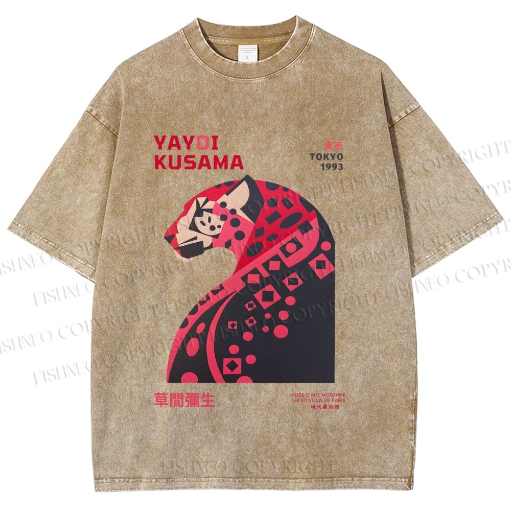 Unisex Pink Panther Yayoi Kusama Printed Washed Tee