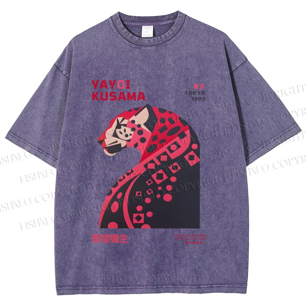 Unisex Pink Panther Yayoi Kusama Printed Washed Tee