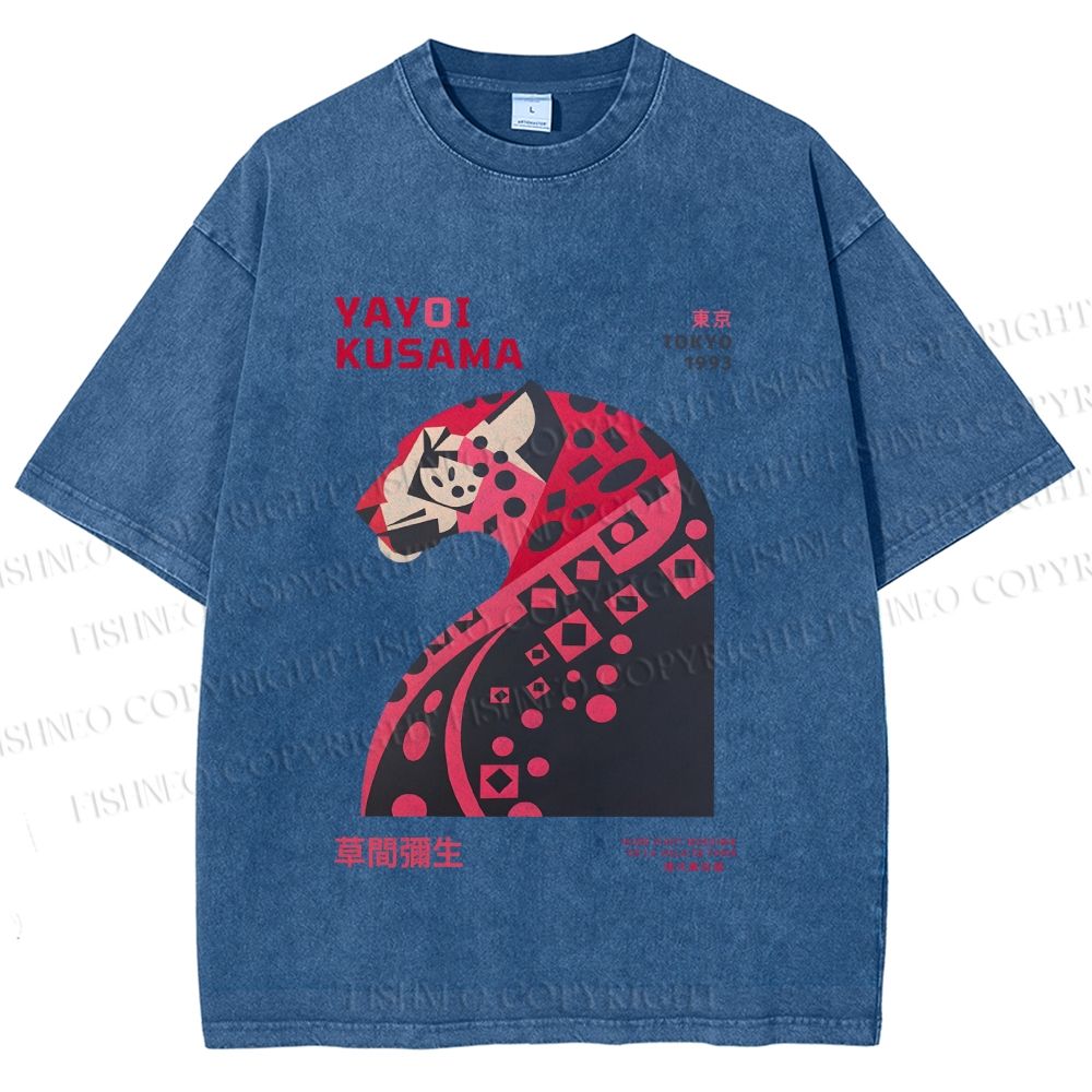 Unisex Pink Panther Yayoi Kusama Printed Washed Tee
