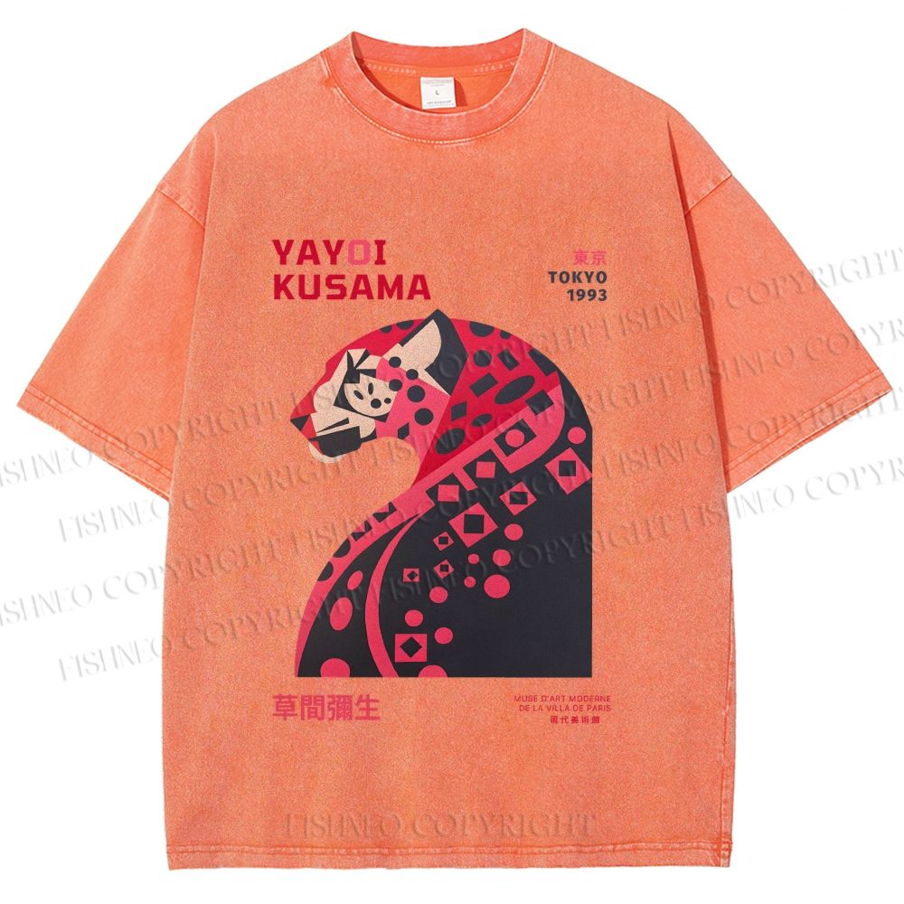 Unisex Pink Panther Yayoi Kusama Printed Washed Tee