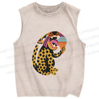 Unisex Panther Having Ice-cream Printed Washed Tank Top