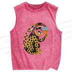 Unisex Panther Having Ice-cream Printed Washed Tank Top