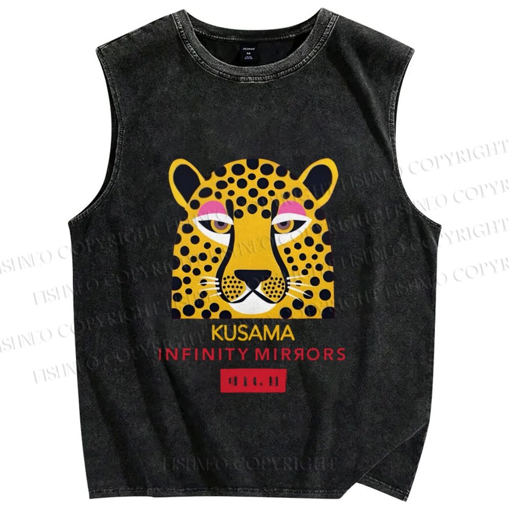 Unisex Yayoi Kusama Printed Washed Tank Top