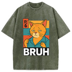 Funny Cat Bruh Meme Washed T-Shirt