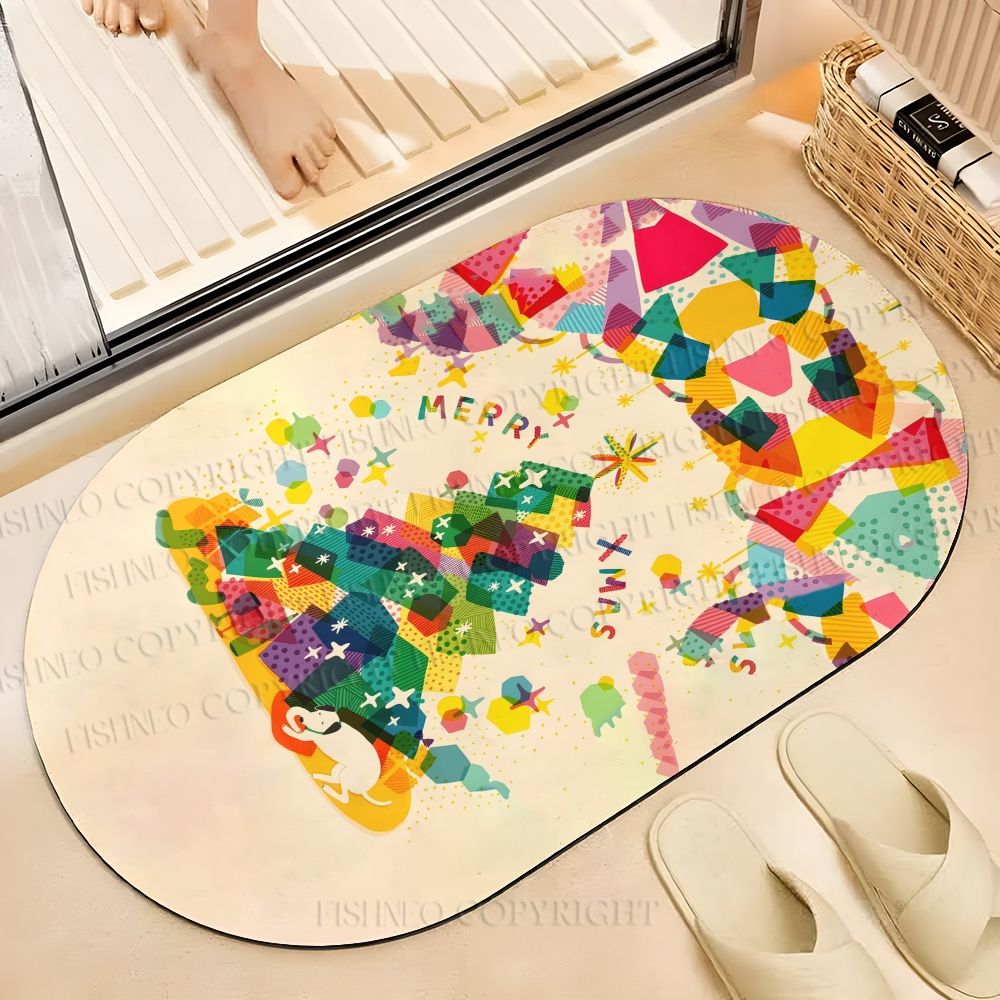 Christmas Tree Gift Printed Bath Mat