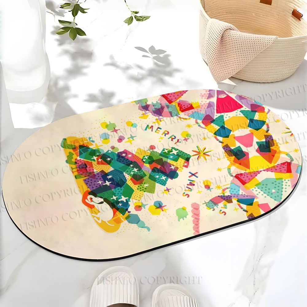 Christmas Tree Gift Printed Bath Mat