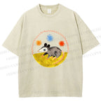 Unisex Cute Opossum Printed Washed Tee