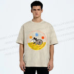 Unisex Cute Opossum Printed Washed Tee