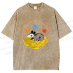 Unisex Cute Opossum Printed Washed Tee