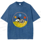 Unisex Cute Opossum Printed Washed Tee