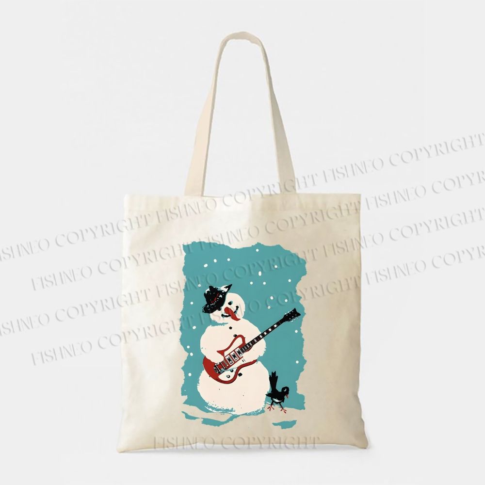 Rock Snowman Printed Tote Bag