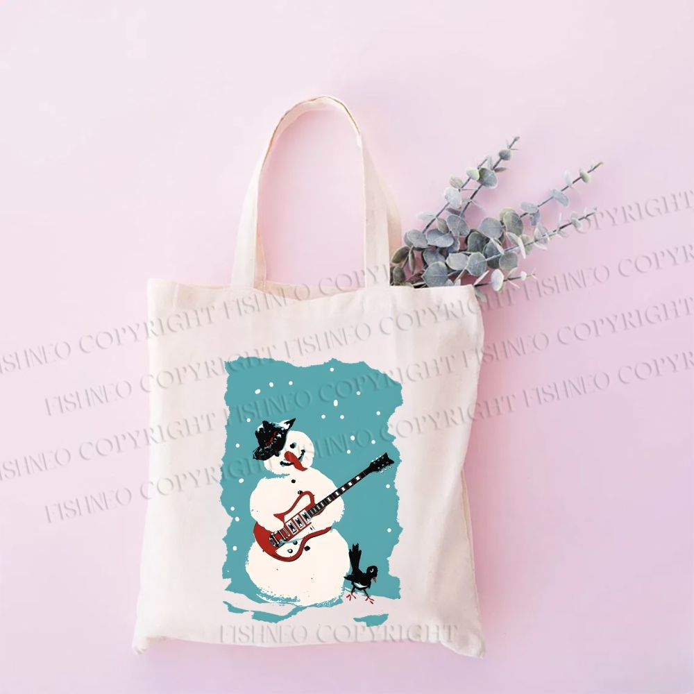 Rock Snowman Printed Tote Bag