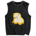 Unisex Cat Not Happy Printed Washed Tank Top