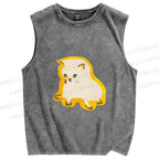 Unisex Cat Not Happy Printed Washed Tank Top