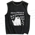 Unisex Screaming Cat AAAAA Printed Washed Tank Top