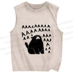 Unisex Screaming Cat AAAAA Printed Washed Tank Top