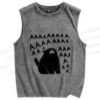 Unisex Screaming Cat AAAAA Printed Washed Tank Top
