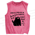 Unisex Screaming Cat AAAAA Printed Washed Tank Top