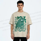 Unisex Bear and Little Girl Printed Washed Tee