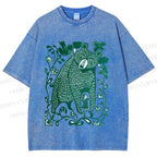 Unisex Bear and Little Girl Printed Washed Tee