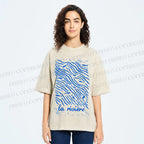 Unisex Sea Wave Fish Printed Washed Tee