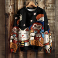 Traditional Japanese Elements Printed Sweatshirt