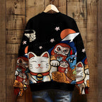 Traditional Japanese Elements Printed Sweatshirt