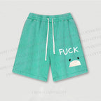 Fuck Frog Printed Washed Vintage Shorts