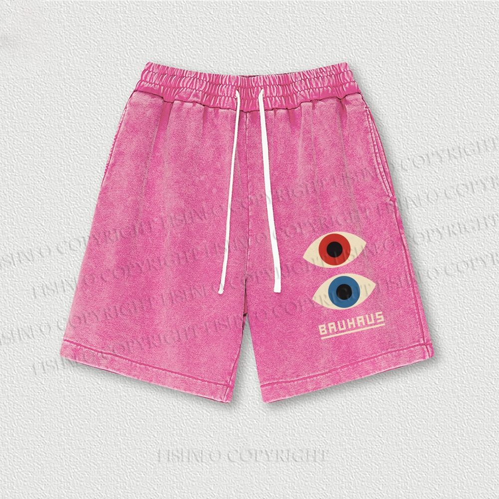 Bauhaus Art Eyes Printed Washed Vintage Shorts