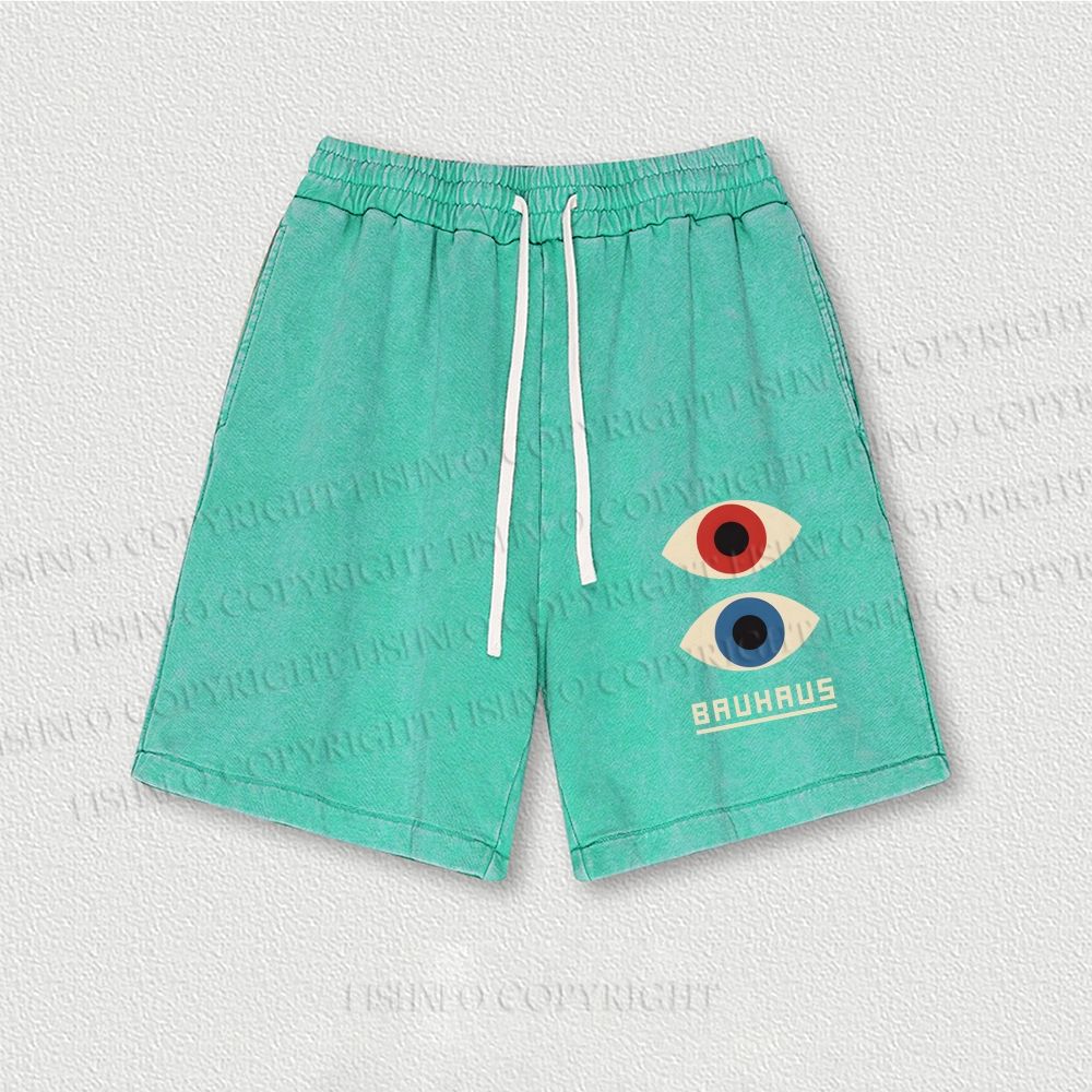 Bauhaus Art Eyes Printed Washed Vintage Shorts