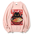 Cat eating ramen Cotton Sweatshirt